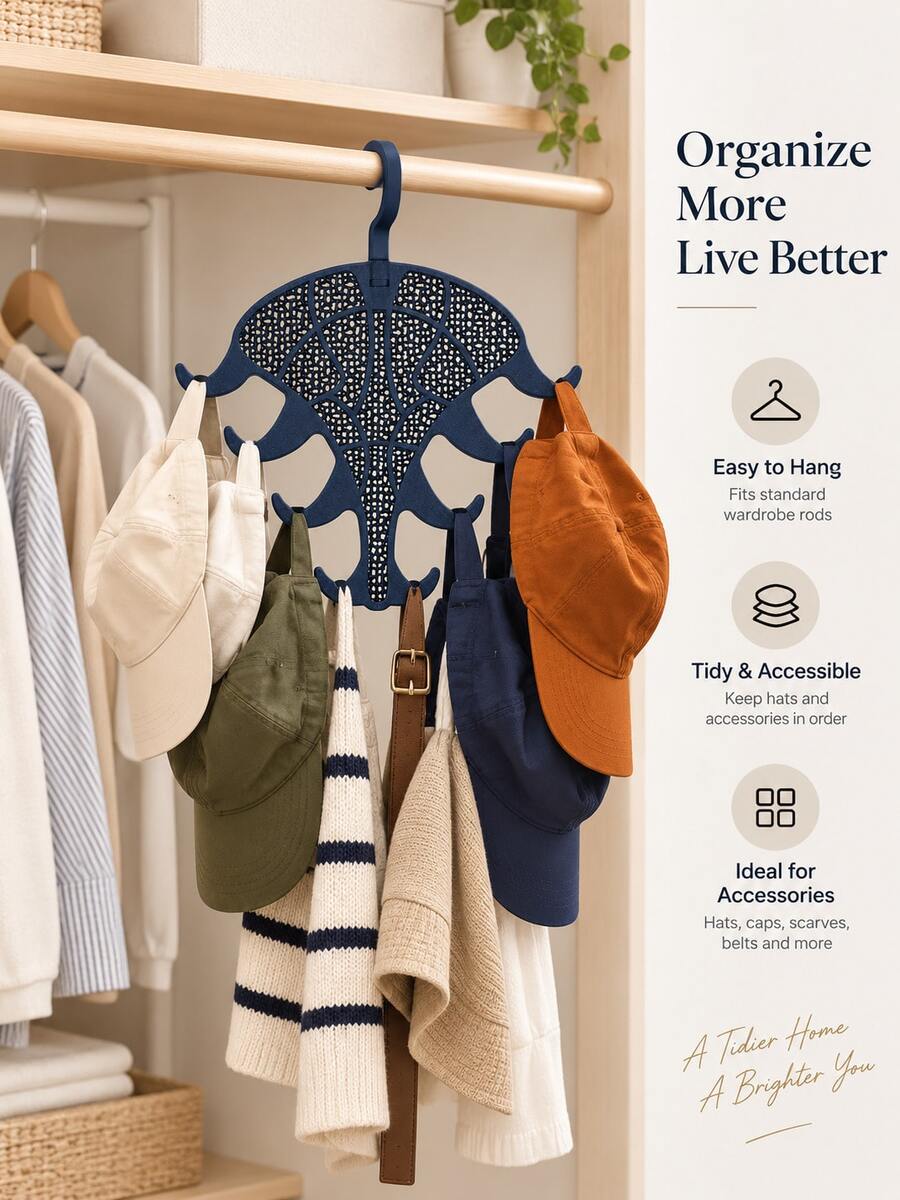 Multi Layer Clothes Hanger Organizer, Space Saving Wardrobe Storage Rack With 8 Hooks, Heavy Duty Plastic Garment Holder For Shirts, Handbags, Scarves, Bedroom Home Organization - View 1
