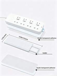 1 pieza Estante de almacenamiento montado en la pared para regleta eléctrica sin perforación Fijador de regleta y router - Blanco - Ver 2