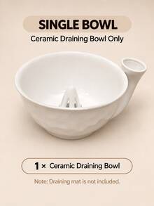 1/2pcs The Berry Swirl Ceramic Fruit Washing Bowl, Vortex Water Flow Side Inlet Design, Multi-Functional Strawberry, Blueberry And Small Fruit Colander Basket, Quick Drainage Kitchen Strainer, Durable Ceramic Berry Washing Basin, Suitable For Daily Home Food Preparation - Star Ring Large Drainer Bowl - View 20