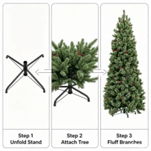 1 Blooming Pine Needle Christmas Tree With Fluffy And Full Branches. The Stable Base Prevents Tipping Over, And The Tree Is Easy To Assemble To Create A Strong Festive Atmosphere. Placed In The Living Room, It Fully Shows The Christmas Vibe. - Multiple Specifications - View 8