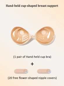 1pc 3cm Thick Invisible Adhesive Bra Cups, Petal-Shaped Push-Up Bra For Small Bust, Backless Strapless Bra For Dresses And Gowns, Suitable For Wedding Wear - Multi-color - View 8
