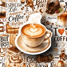 50pcs Positive Coffee Style Stickers Dedicated Deck Card Games Games & Accessories, Perfect For Laptops Water Bottles Notebooks, Bring Warm And Cheerful Mood, Ideal For Daily Use, Coffee Shop Decor And Gift - 50pcs - View 4