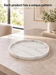 1pc Round Marble Pattern Decorative Tray, Elegant Vanity Organizer, Suitable For Fragrance, Candles, Reed Diffuser, Jewelry And Home Decor, Stylish Decoration For Bathroom, Bedroom, Vanity And Coffee Table, Wedding Bridesmaid Gift, Room Decor, Jewelry Storage Box - Multicolor - View 8
