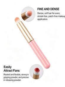 1/3Pcs Portable Lip Brush With Cap Soft Bristles Lipstick Applicator Makeup Brush Travel Friendly Precision Lip Gloss Brush Set - Multicolor - View 3