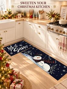 1/2pcs Christmas Floor Mat, Vintage Diatomaceous Earth Mat, Christmas Snowman Pattern, Super Absorbent, Non-Slip, Perfect For Bathroom, Kitchen And Dining Room, Quick Drying, Ideal Gift For Home Decor And Bathroom Mat - Multicolor - View 5