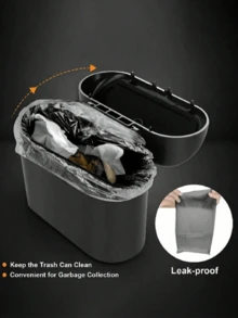 Universal Car Trash Can With Lid, Multi-Functional Leak-Proof Car Storage Box, Car Organizer, Hanging Storage Box, Mini Creative Car Trash Can, Portable Hanging Trash Can, Easy Installation, Convenient To Carry, Suitable For Front And Rear Seats, Car, Office, Bedroom, Home, Etc., Car Storage, Compatible With Multiple Car Models, Essential Gift For Drivers - A - View 3