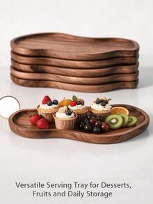 1pc Oval Shaped Wooden Tray, Multi-Purpose Decorative Tray, Coffee Tray, Serving Plate, Cheese Platter, Appetizer Plate, Tray, Dish, Durable, Suitable For Home, Living Room, Dining Room, Kitchen, Bathroom, Home Decor, Room Decor, Living Room Decor Essential, Kitchen Accessories, Christmas - Camel - View 2
