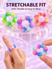 Colorful Beaded Finger Massage Ring, Textured Roller Hand Accessory, Suitable For Finger Exercise, Daily Relaxation, Office Break, Workplace, Travel And Home Use, Spring-Loaded Design, Ideal Gift For Hand Massage - Multicolor - View 2