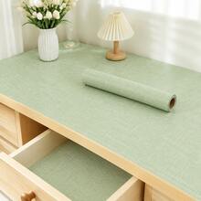 1 Roll Light Green Minimalist Self-Adhesive Wallpaper, Faux Fabric Texture Contact Paper, Suitable For Cabinets, Countertops, Desktops - Easy To Install, Removable, Suitable For Kitchen, Bedroom, Living Room Home Decor, Wall Renovation, Refresh Your Home - Linen Green 1PC - View 9