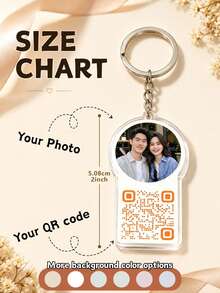 1/3/5件組 客製化照片與QR碼個性化鑰匙圈 壓克力相片鑰匙圈 生日禮物 週年禮物 情侶禮物 聖誕禮物 - 多色3(QR code 款式) - 查看 3