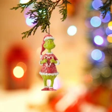 Panini Grinch Christmas Tree Hanging Ornaments, Acrylic Pendant Decorations, Multiple Styles Green Character Pendants, Suitable For Christmas Tree, Home Holiday Party Decor - 18 Styles - View 4