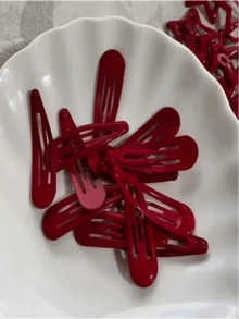 10pcs Red Five-Pointed Star Water Drop Clip Mini Cute Side Clip Bangs Clip Star Style Hair Clip Resin - Multicolor - View 7