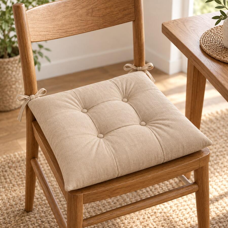 4 Piece Soft Chair Cushion Set – Plush Filled Seat Pads For Extra Comfort - Apricot - View 1