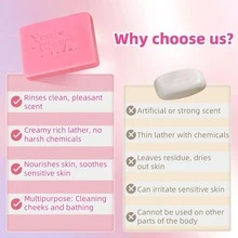You Glow 5入/盒 美白手工保養皂 沐浴皂 保濕滋養 無強烈化學成分 多功能：清潔臉部與身體、提亮暗沉、淨化毛孔、水油平衡、易沖洗、香氣怡人、奶油般濃郁泡沫，約會沐浴必備，適合全年全身使用 - 粉紅色 - 查看 6