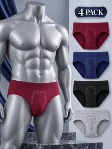 4-Pack Men's Briefs With U-Shaped Pouch Support, Wide Waistband, Daily Wear Triangle Shorts - Multicolor - View 2