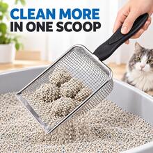 Large Stainless Steel Cat Litter Scoop Fast Sifting Design Long Grip Waste Sifter Durable Kitty Poop Shovel For Cat Litter Box Cleaning - View 4