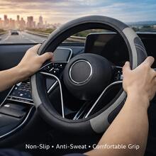 1pc Universal Car Steering Wheel Cover, 15 Inch PU Leather Anti-Slip Breathable Steering Wheel Protector, Soft Comfortable Grip, Sweat-Resistant All-Season Interior Accessory For Sedan SUV - Multicolor - View 6
