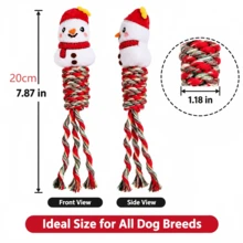 Pet Rope Knot Chew Toy Set, Plush Squeaky Head Tug Toy With Built-In Sounder, Durable Rope Knot Teething Dog Toy, No Battery Required, Gift For Puppies - Multicolor - View 2