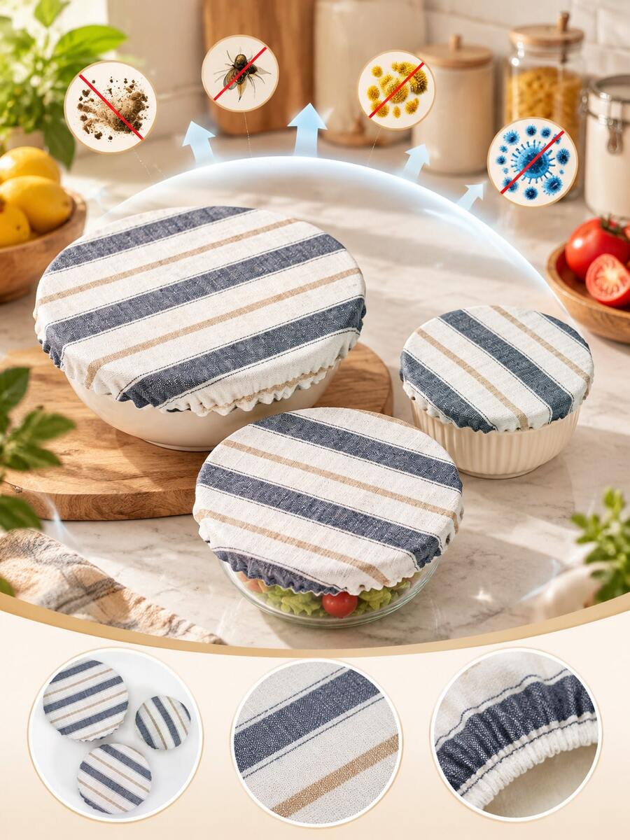 3pcs Reusable Elastic Bowl Covers/Bread Fermentation & Sourdough Starter Covers/Stretchable Cloth Covers/Suitable For Refrigerator Storage/Bread Fermentation Covers/Baking Tools - Multicolor - View 1