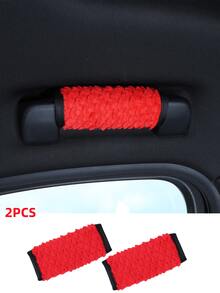Soft Fluffy Scalloped Plush Car Roof Grab Handle Cover Universal Anti-Slip Comfort Grip Auto Ceiling Handle Protector Sleeve Dustproof Scratch Resistant Multi-Color Optional Car Interior Decoration Accessories - Fan-shaped Fish Scale - View 14