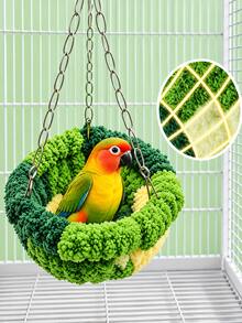 1 cái tổ treo cho vẹt và chim nhỏ bằng bông, tổ chim treo giữ ấm mùa đông, kiểu võng treo dùng cho mọi mùa, phổ biến cho vẹt và chim - A - Xem 2