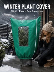1pc Winter Protector For Trees, Shrubs, And Flowers; Plant Winter Protector With Observation Window. Reusable Frost Bag With Drawstring – Made Of Non-Woven Fabric, Suitable For Fruit Trees And Flowers, Providing Winter Protection Against Frost And Cold. Ideal For Outdoor Gardens, It's An Ideal Choice For Winter Plant Protection, Resisting Snow, Frost, And Severe Weather; Perfectly Meeting The Needs Of Gardening Enthusiasts, Homeowners, And Landscape Design Aficionados. - Multiple Styles - View 8