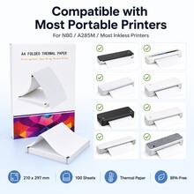 8.5 X 11 Inch A4 Thermal Printer Paper, BPA/BPS-Free, Folded Continuous Paper, Compatible With M08F, MT800, Brother PocketJet PJ762/PJ763MFi (100/200/300 Sheets) - A4 - View 1
