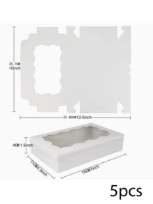 1/5/10pcs - Cookie & Pastry Boxes With Transparent Window, Size: 7 X 4.3 X 1.5 Inches, Kraft Paper Material, Premium Baking Food Gift Boxes, Suitable For Desserts, Weddings, Parties, Christmas, Birthdays - Multicolor - View 11