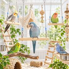20/24/28cm Bird Swing,Wooden Parrot Perch Swing, Hanging Bird Toy For Cage, Durable Bird Stand For Cockatiels Budgies Lovebirds And Small Parrots - A - View 2