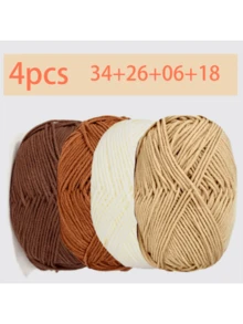 EDCUEBE7 1/4件/約200克混色手工鉤針毛線套組,柔軟舒適編織線,多用途適用於鉤織錢包、衣物、地毯及其他手工項目,適合DIY情人節禮物,製作錢包、手提包等縫製用品(隨機包裝) - 4股50G - 查看 28