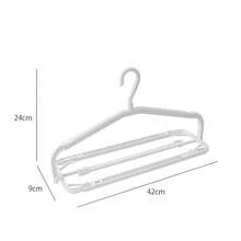 Telescopic Folding Coat Rack, Multi-Functional Wardrobe Storage Organizer, Adjustable Width Drying Rack, Non-Slip Pants Hanger, Space-Saving Clothes Organizer, Home Balcony Closet Hanging Storage Rack - White - View 4