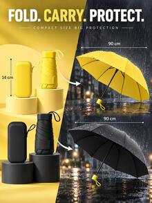 1pc Dual-Use Umbrella, UPF50+ Lightweight Thin Flat 6-Fold Umbrella, Reinforced Wind-Resistant Umbrella Frame, Portable Dual-Use Umbrella, Comes With Matching Color Storage Box, Suitable For Outdoor And Daily Use, Dopamine Color, Eye-Catching, Sun Protection And Rain Protection - Multicolor - View 3