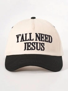 1pc Women's "You All Need Jesus" Trucker Hat, Personalized Letter Embroidery Baseball Cap, Street Fashion 5-Panel Hat, Outdoor Sun Protection Casual Hat, Suitable For Spring/Autumn Travel, Beach Vacation Wear - Multicolor - View 2