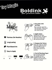 Boldink 1入優雅放射狀幾何圖案臨時紋身貼紙,防水身體藝術紋身貼,持效1-2週,植物果汁配方,溫和不刺激,適合日常穿搭造型,強存在感身體裝飾,中性禮物,必備款 - 黑色 - 查看 7