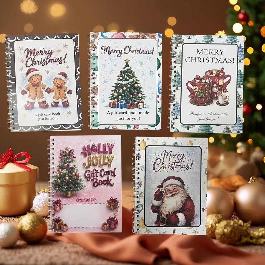 Christmas Gift Card Album: 10 Theme Inner Pages DIY Spiral Binding Gift Card Storage Book Just Add Gift Cards Creative Surprise Christmas Gift For Family, Friends, Teachers And Colleagues - View 1