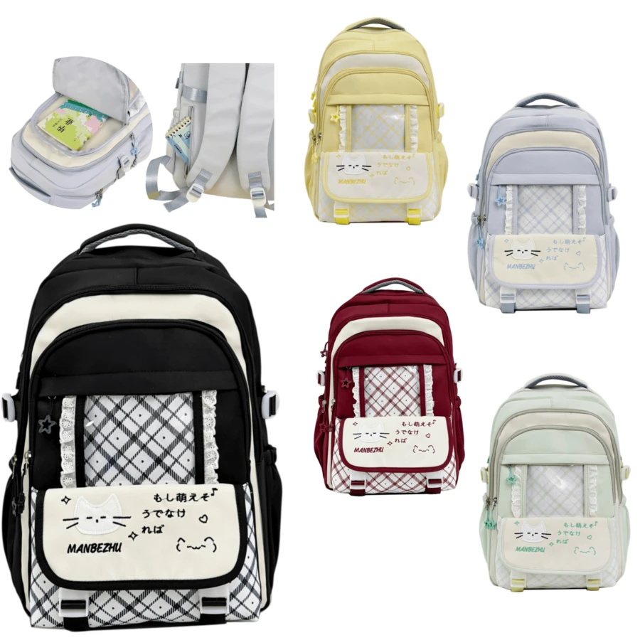 New Cute Cat Pattern Large Capacity Fashion Versatile Backpack Suitable For Multiple Occasions Back To School - Multicolor - View 1
