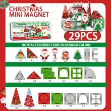 29pcs Christmas Theme Magnetic Tiles Set, Includes Christmas Character Magnetic Blocks, Can Freely Assemble Christmas House And Scene Models, STEM Sensory Toy, Back To School Preschool Magnetic Toy, Perfect Christmas And Halloween Gift For Children - Multicolor - View 10