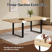 140/180/220cm Extendable Dining Table, 6-10 Seater MDF Kitchen Table, Modern Large Dining Table With Heavy-Duty Extension Runners, 100kg Load Capacity - Oak - View 4