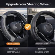 1pc Universal Car Steering Wheel Cover, 15 Inch PU Leather Anti-Slip Breathable Steering Wheel Protector, Soft Comfortable Grip, Sweat-Resistant All-Season Interior Accessory For Sedan SUV - Multicolor - View 5