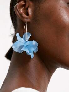 1 Pair Fashionable Vacation Style Acrylic Flower Earrings Dangle Women Jewelry, Suitable For Daily Wear, Vacation, Party, Gathering - Baby Blue - View 2