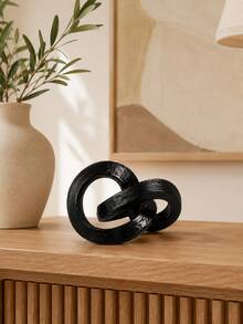 黑色結繩雕像裝飾品，現代幾何圓形雕塑，桌面裝飾與小型圓形雕像裝飾，適用於居家裝飾、書架、咖啡桌、書櫃，裝飾禮品 - 彩色 - 查看 6
