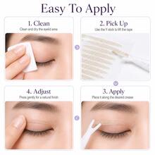 MONKIDS 100PCS/5 Sheets Breathable Invisible Double Eyelid Tape, Gift Y-Shaped Adjustment Rod,Double-Sided Eyelid Makeup Adhesive Tape, Transparent,Giveaways,Travel,Cheap Stuff,Travel Essential - Multicolor - View 4