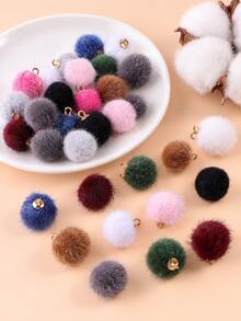 10pcs Faux Fur Pom Pom Charms With Gold Rings - Soft Velvet Mini Pom Pom Earring Accessories Set (Multi-Color Options) Suitable For DIY Tassel Earrings, Handbag Charms, Keychains, Hair Accessories And Winter Jewelry Making - Plush Round - View 8