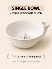 1/2pcs The Berry Swirl Ceramic Fruit Washing Bowl, Vortex Water Flow Side Inlet Design, Multi-Functional Strawberry, Blueberry And Small Fruit Colander Basket, Quick Drainage Kitchen Strainer, Durable Ceramic Berry Washing Basin, Suitable For Daily Home Food Preparation - Star Ring Large Drainer Bowl - View 23