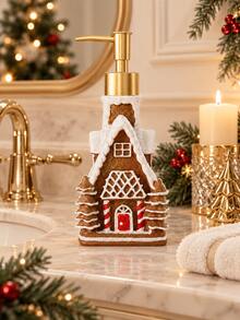 Christmas Gingerbread House Soap Dispenser, Refillable Liquid Hand Soap Lotion Pump Bottle, Holiday Bathroom Vanity Countertop Decor, Kitchen Sink Accessory, Xmas Home Decoration, Christmas Gift - A - View 9