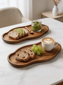1pc Oval Shaped Wooden Tray, Multi-Purpose Decorative Tray, Coffee Tray, Serving Plate, Cheese Platter, Appetizer Plate, Tray, Dish, Durable, Suitable For Home, Living Room, Dining Room, Kitchen, Bathroom, Home Decor, Room Decor, Living Room Decor Essential, Kitchen Accessories, Christmas - Camel - View 4