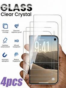 4pcs High Definition Tempered Glass Screen Protector, Compatible With IPhone Duo, Anti-Scratch, Anti-Fingerprint - Clear - View 6