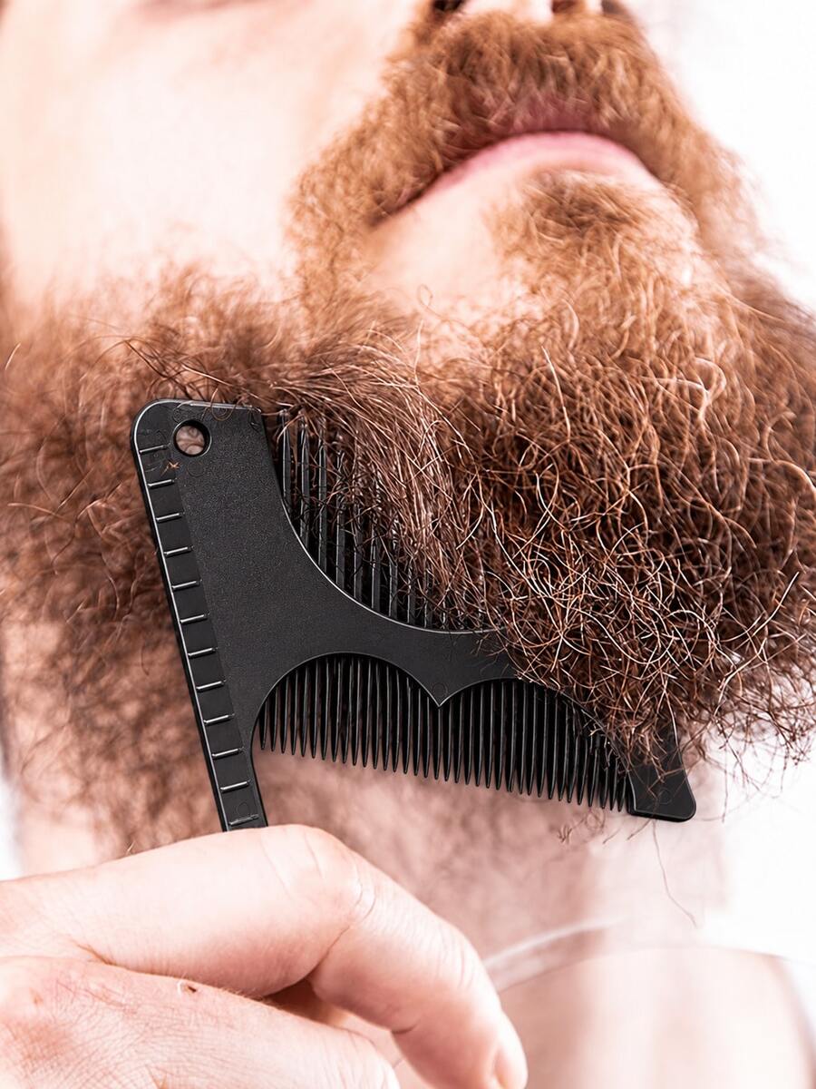1pc Men's All-In-One Beard Styling Brush - Creative Beard Templates And Styling Template Tools To Perfectly Groom Facial Hair - Multicolor - View 1