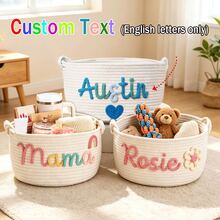 [Customized] 1pc Personalized Name Storage Basket, Multi-Functional Home Decor, Clothing Storage, Personalized Gift Basket (Pattern/Shape Optional), Housewarming Gift - Multicolor - View 3