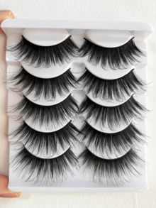 5 Pairs False Eyelash Cluster Set, Curly Soft Single Cluster False Eyelashes, Lightweight Comfortable Reusable, 3D Faux Mink Furry Texture DIY Cluster False Eyelashes, Suitable For Daily Eye Makeup - Black - View 11